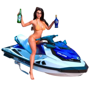 Mulher em cima de um Jet Ski